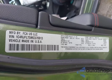 2021 Jeep Grand Cherokee Trailhawk 4X4 from USA, damaged, VIN 1C4RJFLT5MC576913